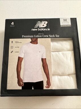 New Balance Tshirt Mens Medium 4 Pack White